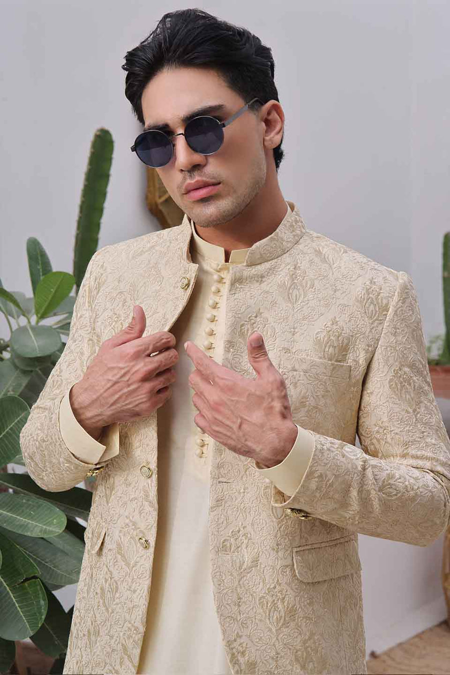 Kurta Pyjama with Prince Coat Combine Set