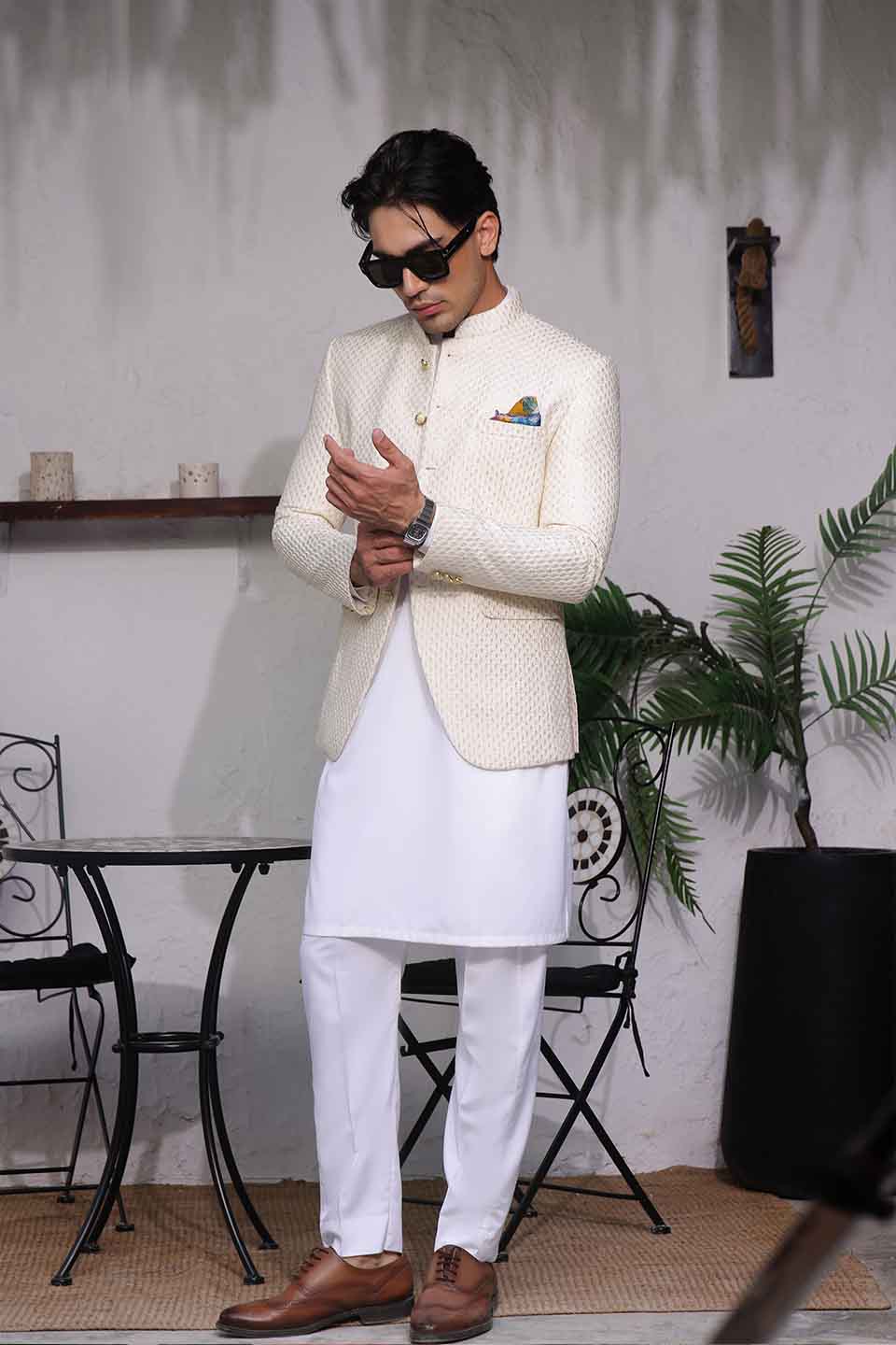 FANCY KURTA PYJAMA 25004 OFFWHITE