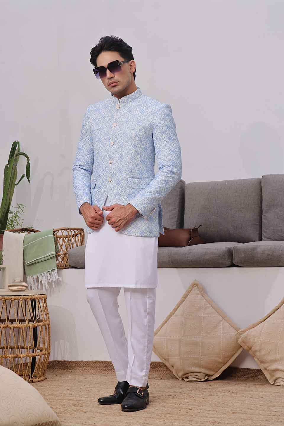 Kurta Pyjama with Prince Coat Combine Set