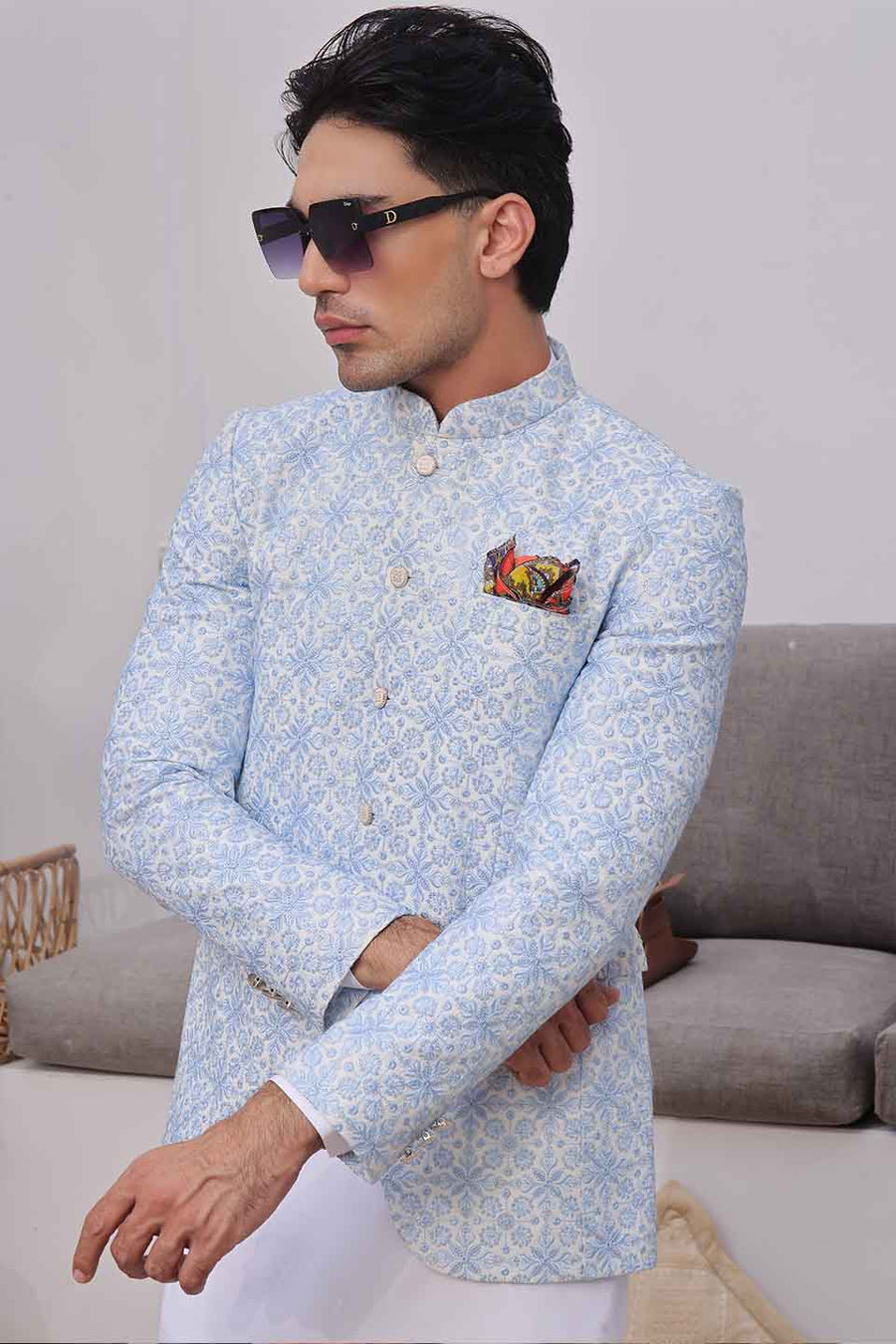 Kurta Pyjama with Prince Coat Combine Set