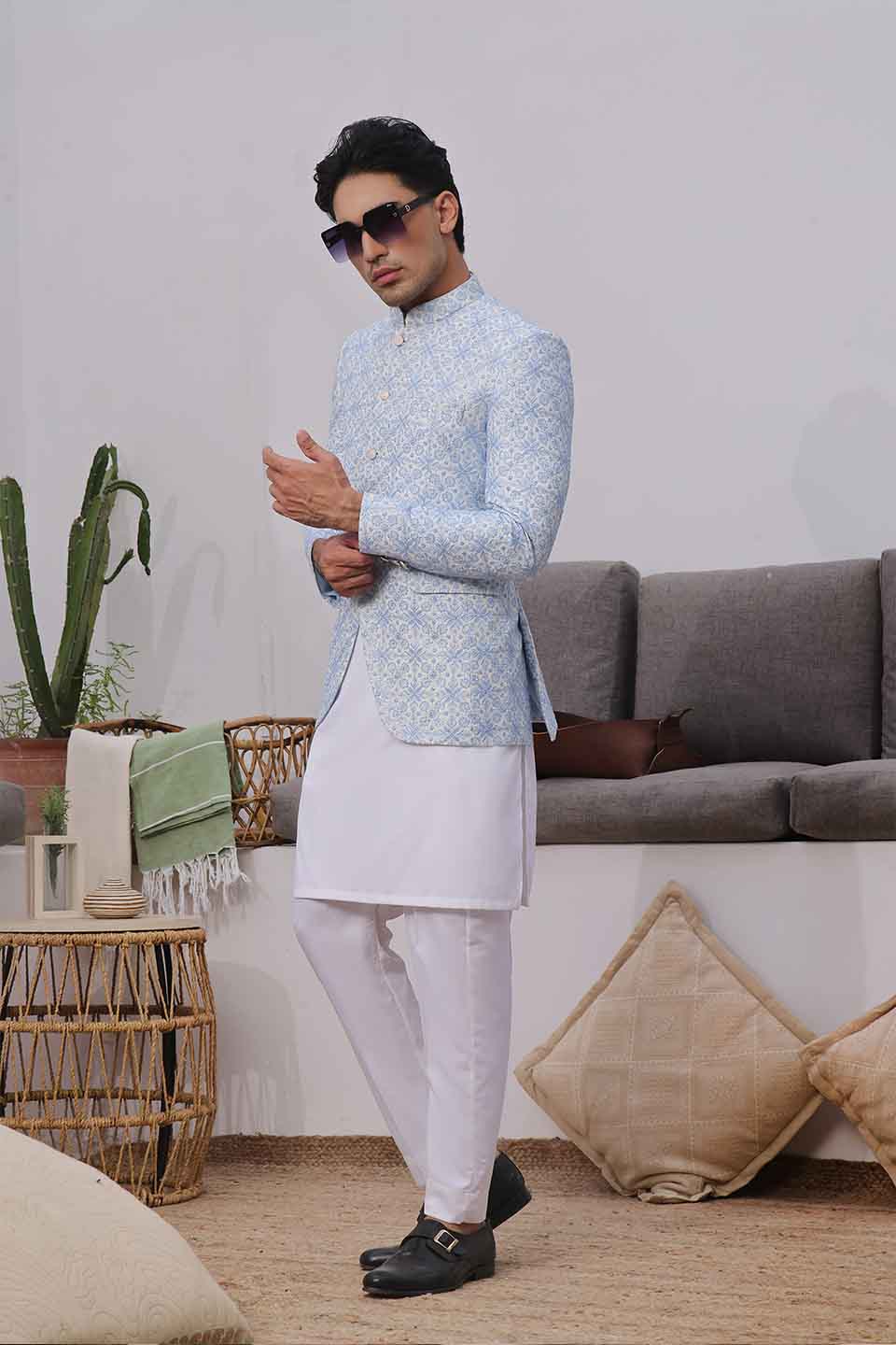 Kurta Pyjama with Prince Coat Combine Set