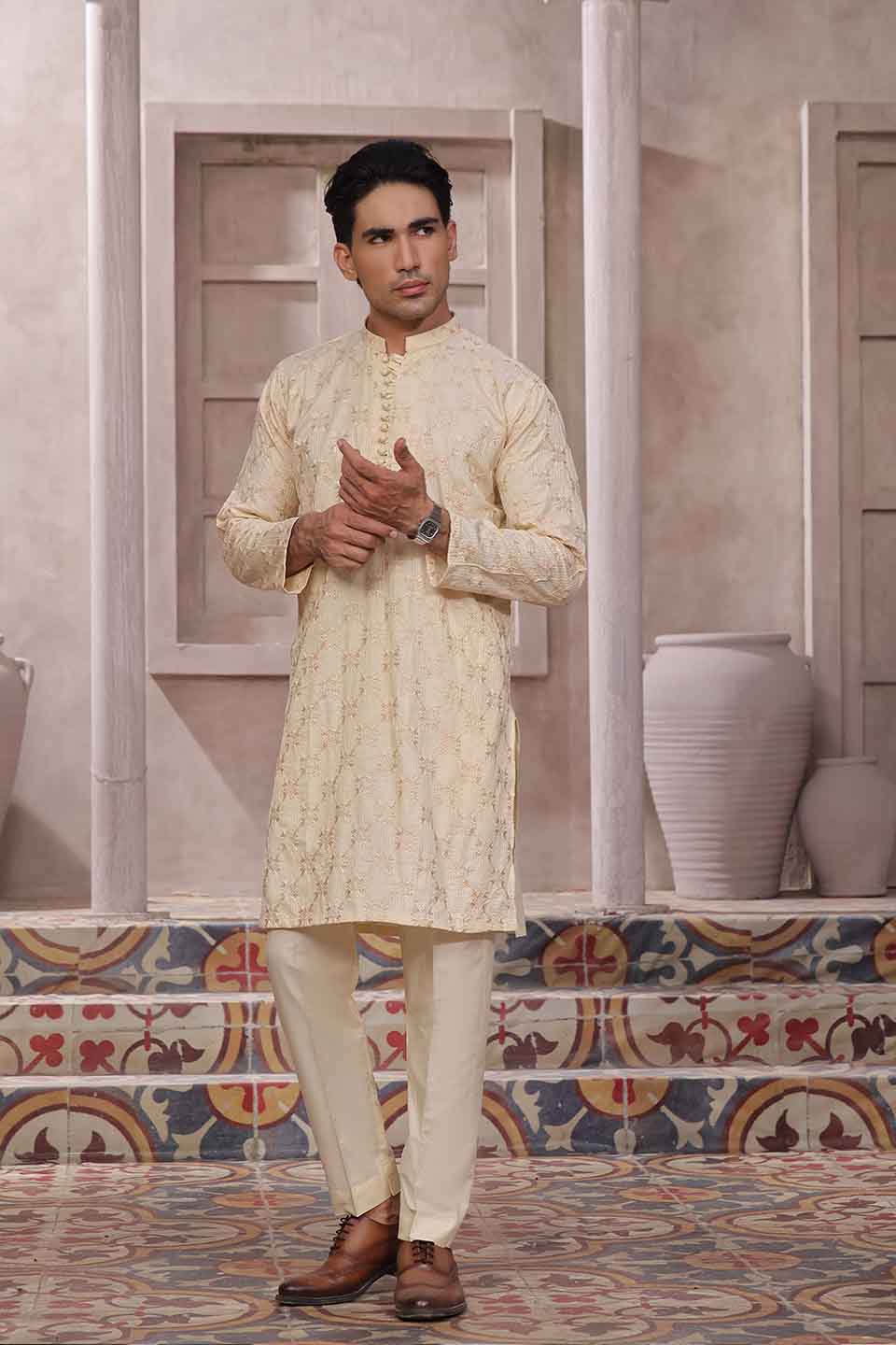 FANCY KURTA PYJAMA 24828 FAWN