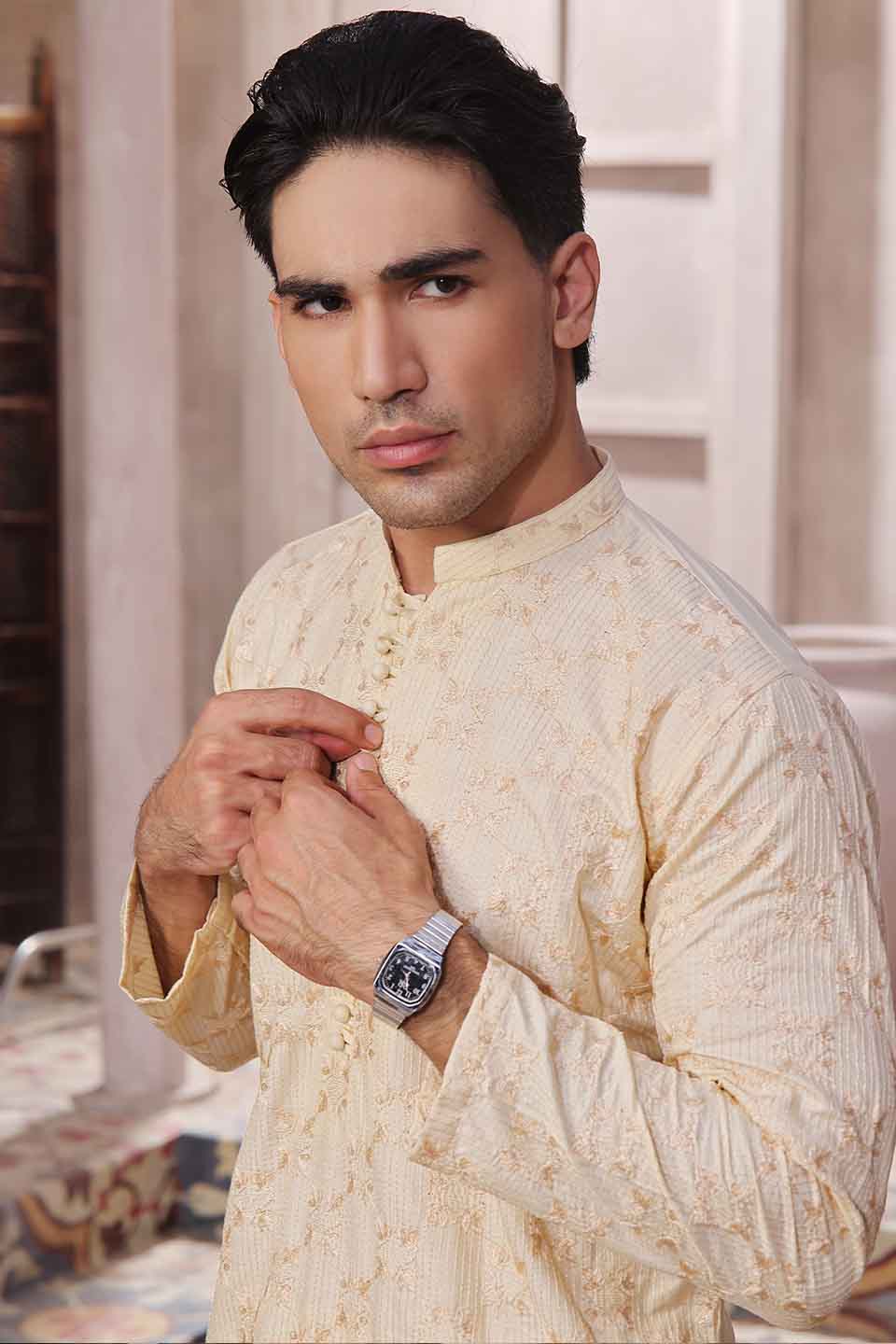 FANCY KURTA PYJAMA 24828 FAWN