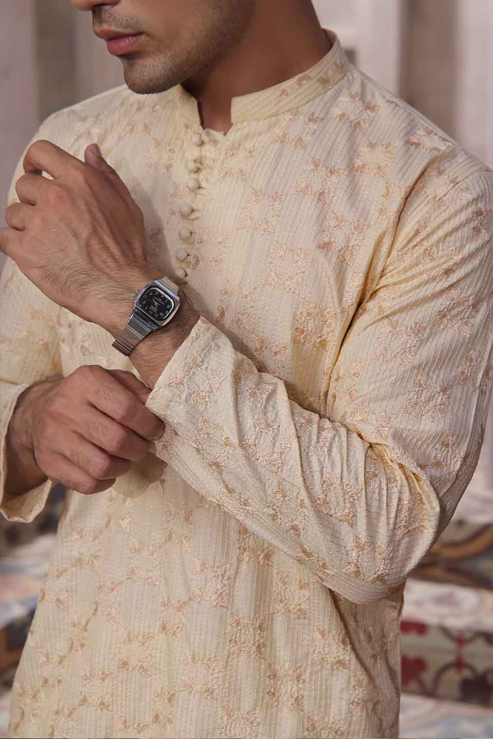 FANCY KURTA PYJAMA 24828 FAWN