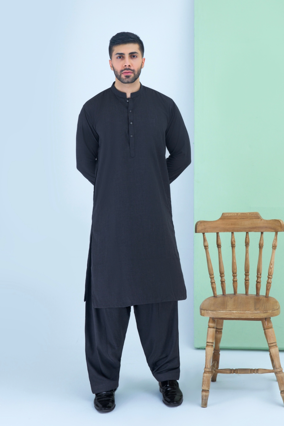 MALYSIAN BLENDED FABRIC SHALWAR QAMEEZ 25020 DARK GREY