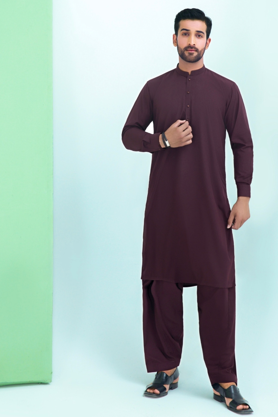 WASH N WEAR FABRIC SHALWAR QAMEEZ 24851 MAROON