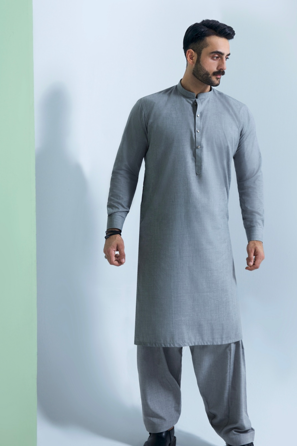 MALYSIAN BLENDED FABRIC SHALWAR QAMEEZ 25020 GREY