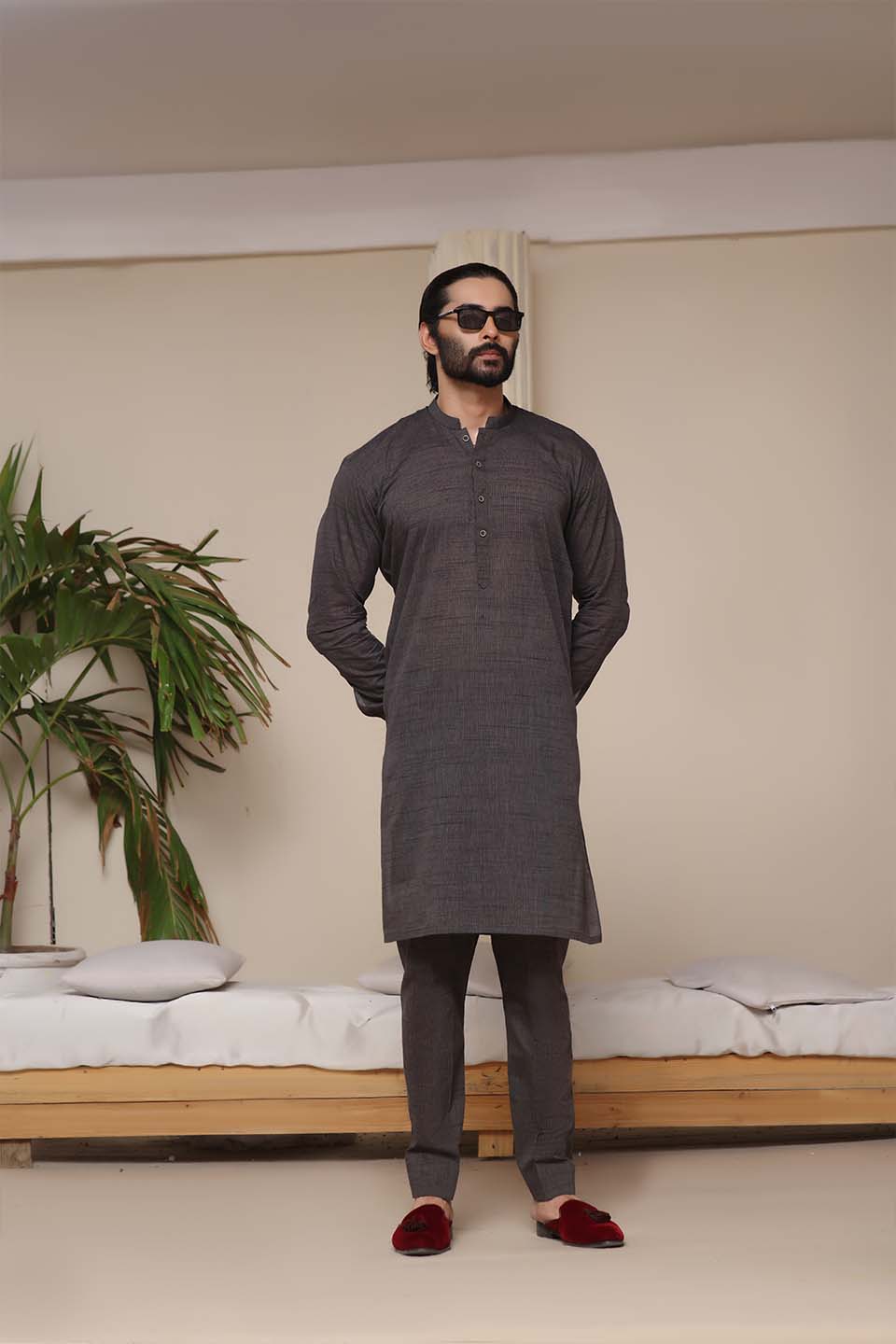 FANCY KURTA PYJAMA D.GREY 23825