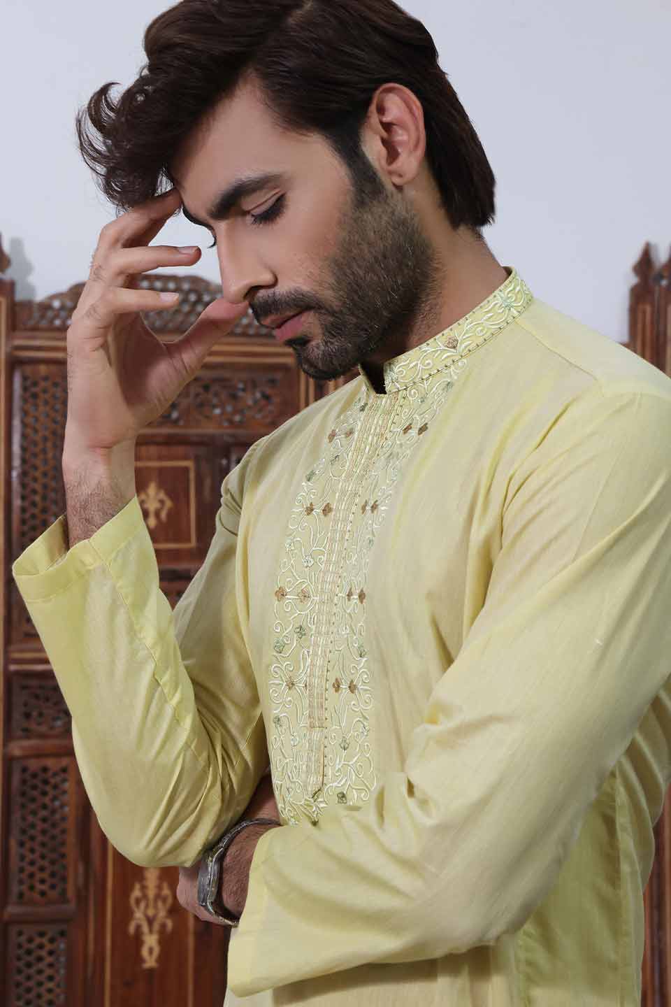 FANCY KURTA Cotton Khaddi Lemon color 22906