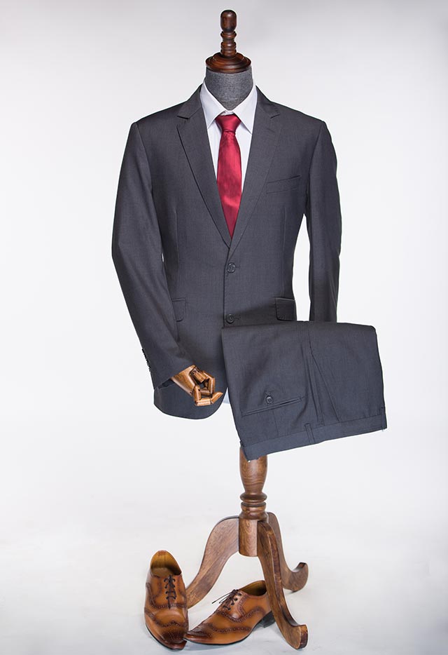 TWIL ITALIAN TWO PIECE SUIT CHARCOAL  318-213