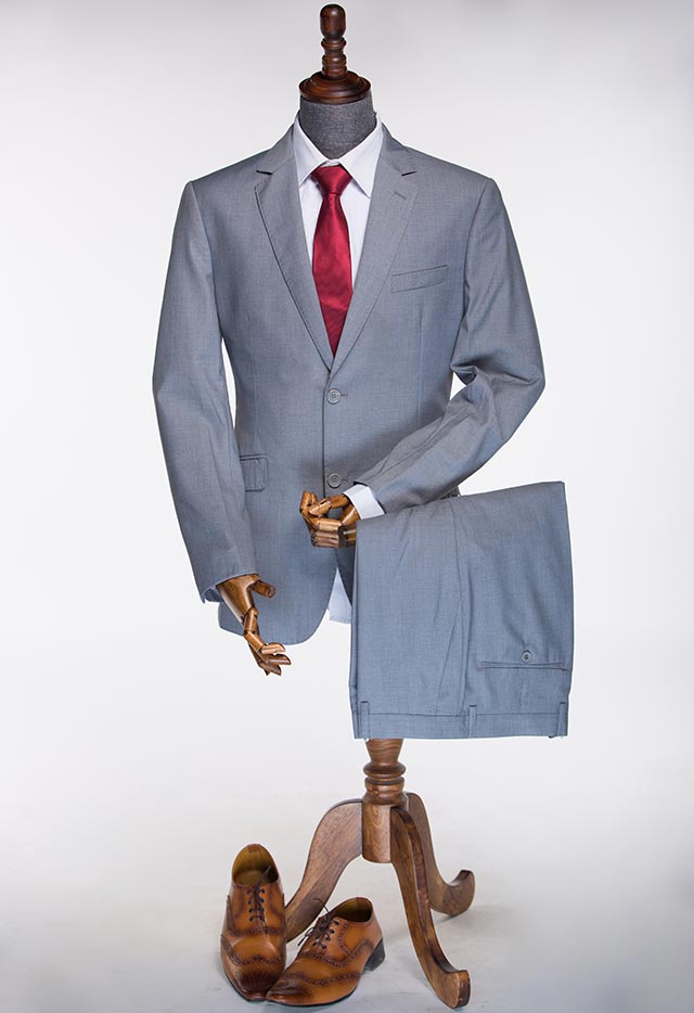 TWIL ITALIAN TWO PIECE SUIT SILVER GREY