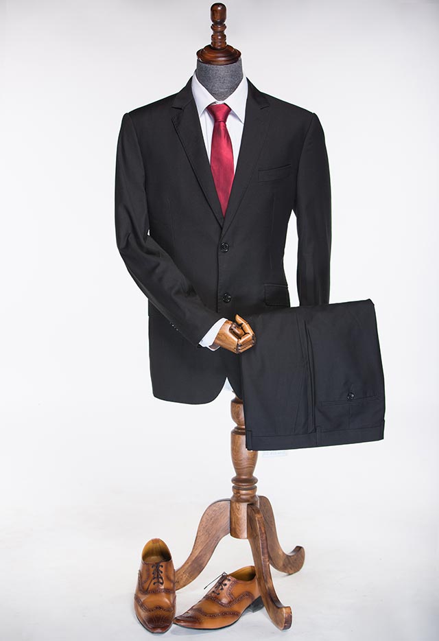 TWIL ITALIAN TWO PIECE SUIT BLACK