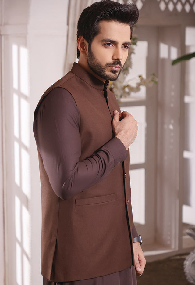 WAIST COAT BROWN R-M261(A)