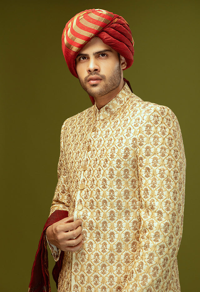 BASE JAMAWAR FABRIC SHERWANI