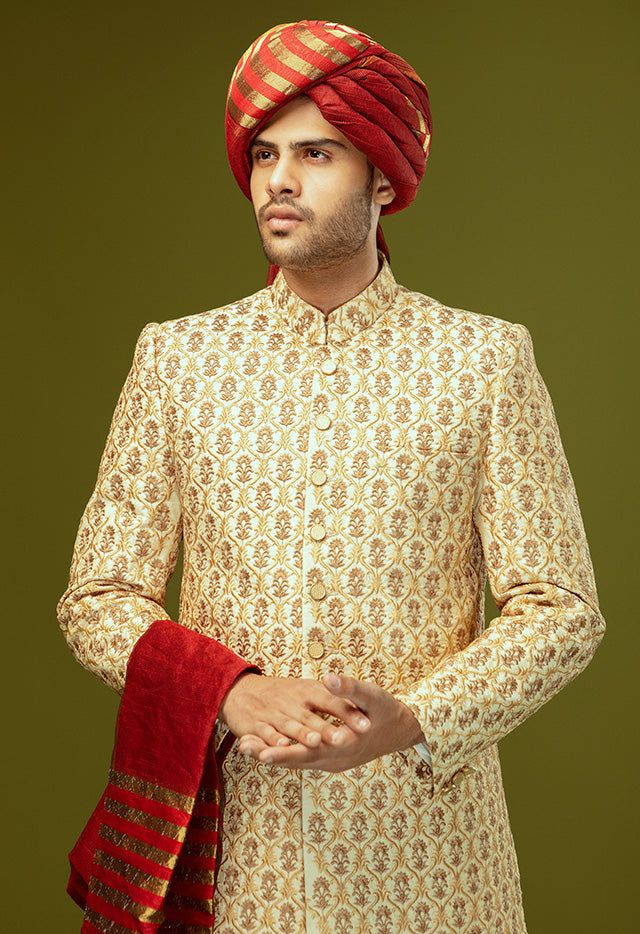 BASE JAMAWAR FABRIC SHERWANI