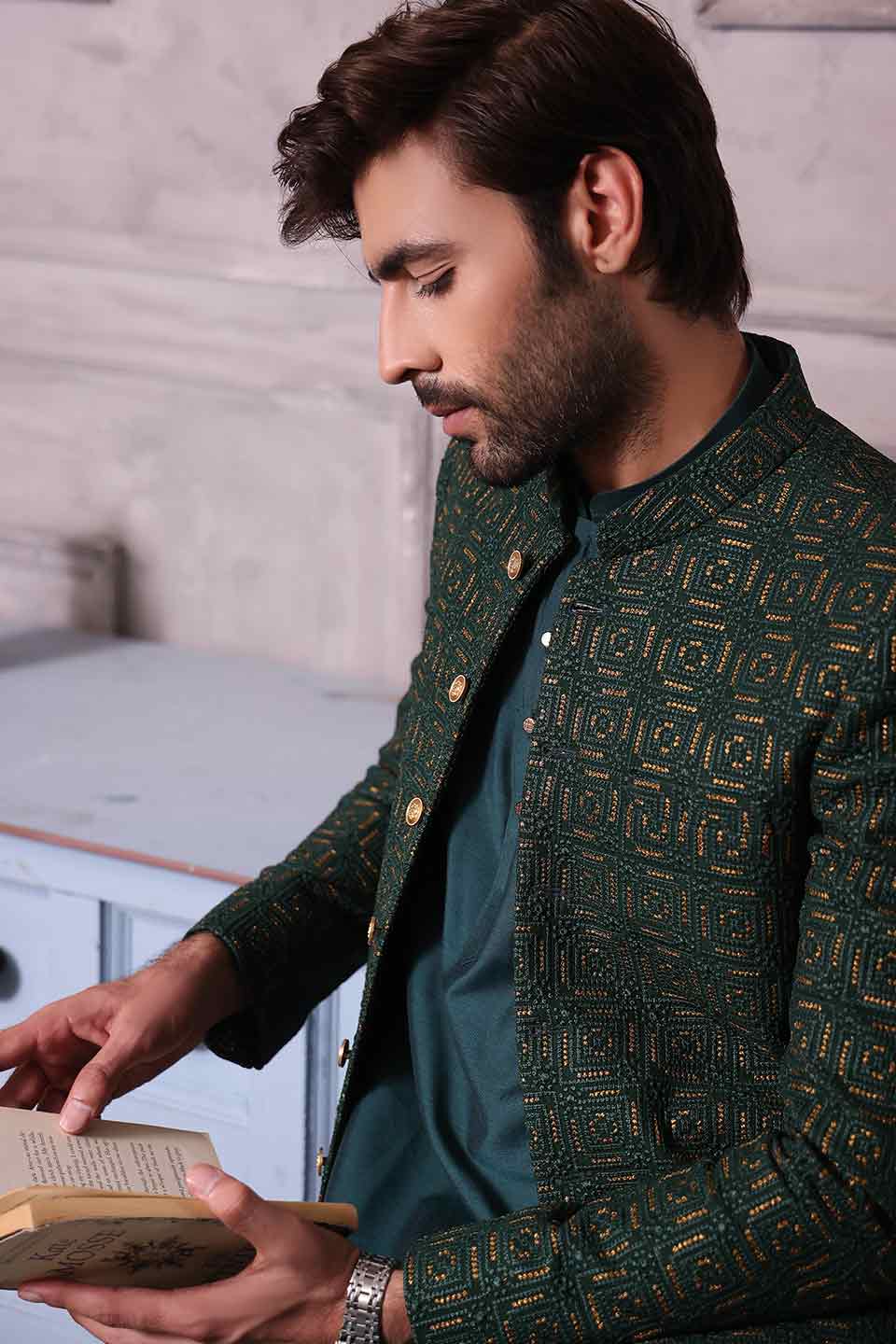 Prince Coat Green Embroidered