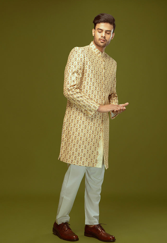 BASE JAMAWAR FABRIC SHERWANI