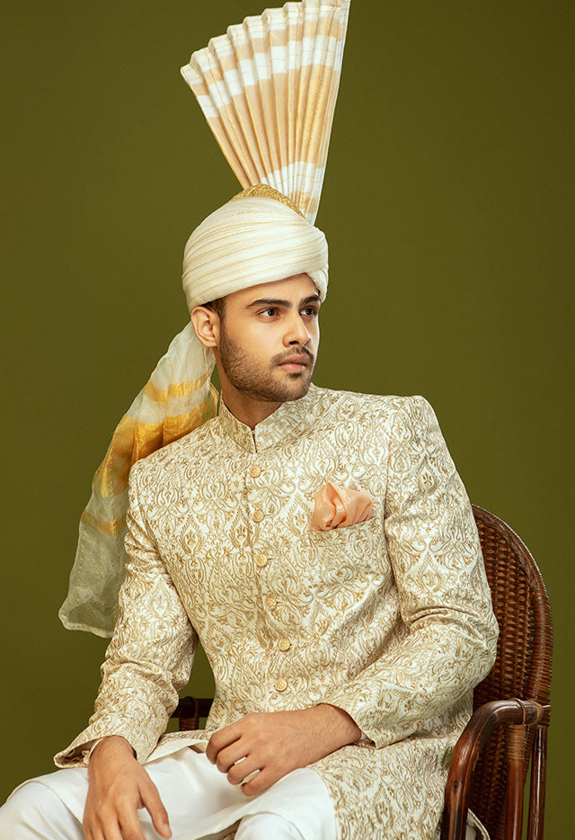 BASE JAMAWAR FABRIC SHERWANI