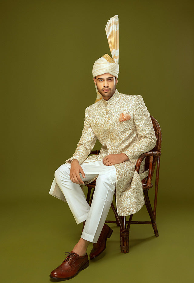 BASE JAMAWAR FABRIC SHERWANI