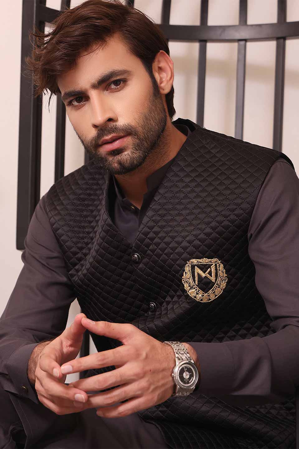 WAIST COAT  Black V Neck Foam Maazjee Logo