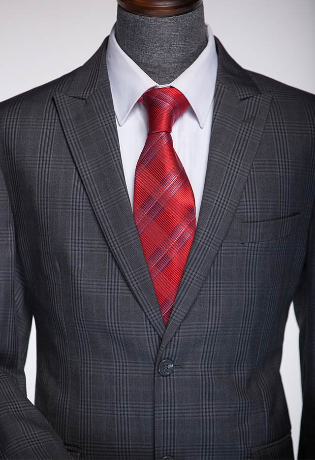 TWIL ITALIAN TWO PIECE SUIT GREY CHECK