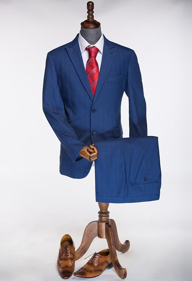 TWIL ITALIAN TWO PIECE SUIT BLUE LINING