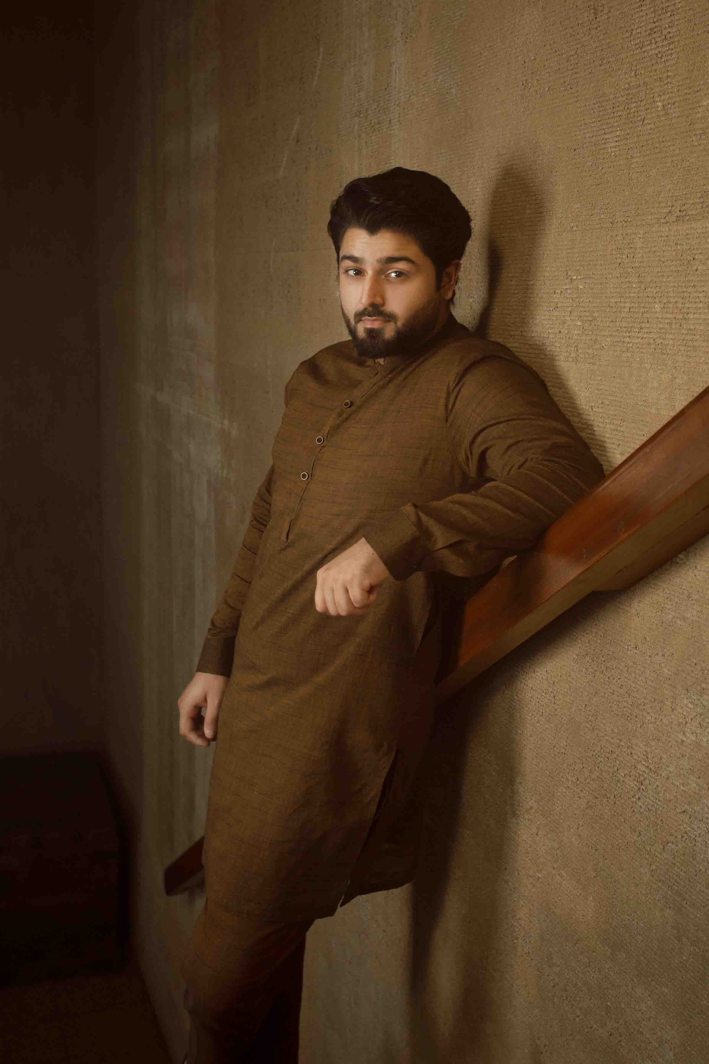 FANCY KURTA PYJAMA TAN 23817