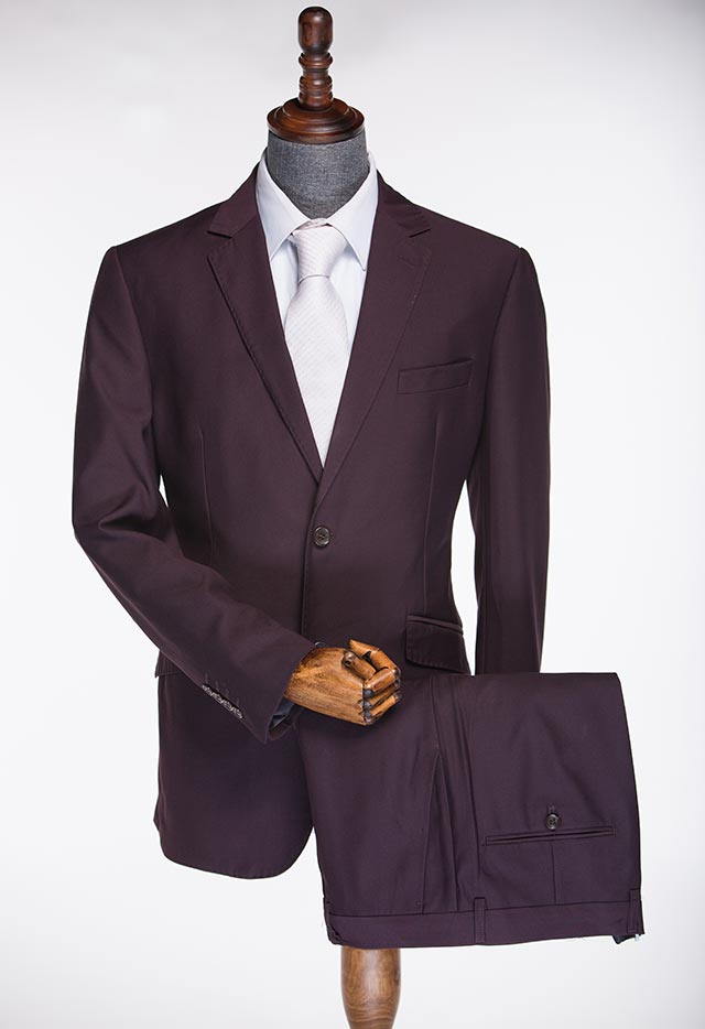 TWIL ITALIAN TWO PIECE SUIT REDWINE