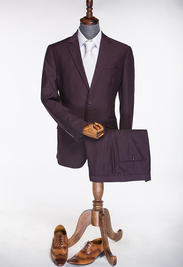 TWIL ITALIAN TWO PIECE SUIT REDWINE